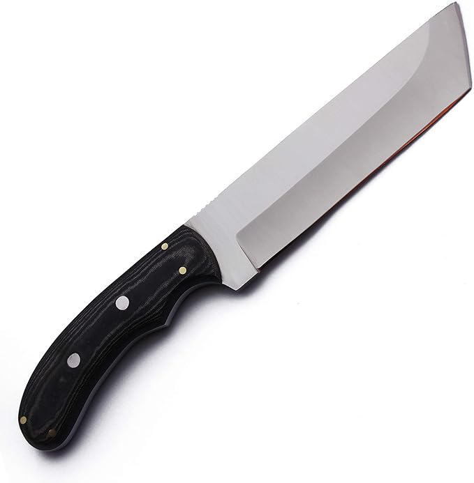 GCS Handmade Micarta Handle D2 Tool Steel Tactical Hunting Knife with leather sheath Full tang blade designed for Hunting & EDC GCS 117