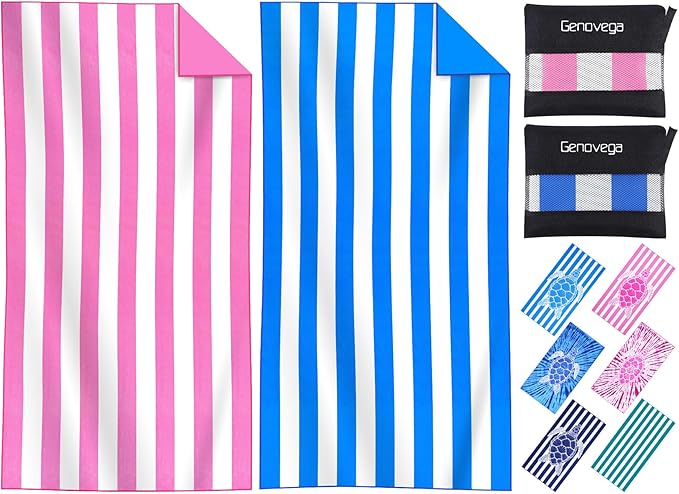 2 Packs Microfiber Oversized Lightweight Thin Beach Towel Sandproof Compact Quick Dry Clearance Towels Extra Large Sand Free Pool Travel Beach Essentials Accessories Women Adult Gift Blue Powder