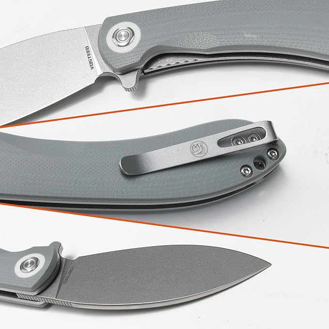 Vosteed EDC Knife, 3.26" Lightweight Folding Pocket Knife with Clip for Men and Women, Modern Shilin Cutter with Nitro-V Steel Blade, G10 Handle for Camping, Hiking - Nightshade Series
