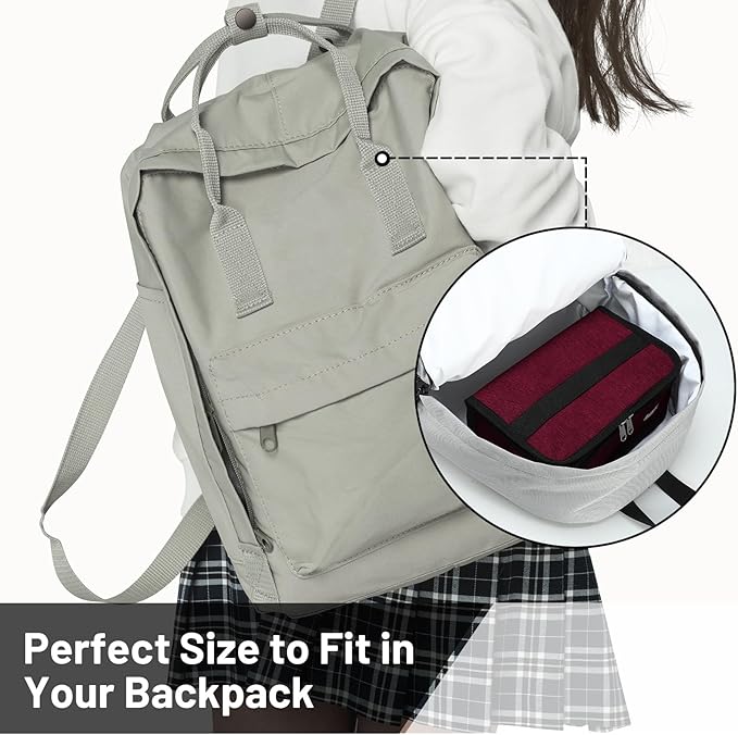 MIER Portable Thermal Insulated Cooler Bag Mini Lunch Bag for Kids, Dark Red