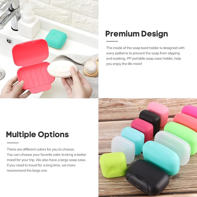 2 Pcs Plastic Soap Case Holder Container Box Home Outdoor Hiking Camping Travel Blue & Pink