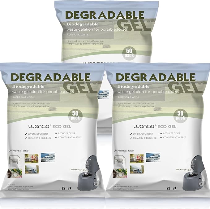 Wenge Urine Super Absorbent, Solidifier - 150 Pack Pre Pee Powder for Toilet, Eco Absorbent Gel Liquid Waste Gelling and Deodorizing Powder, Poo Urine Powder for Camping Outdoor Hiking