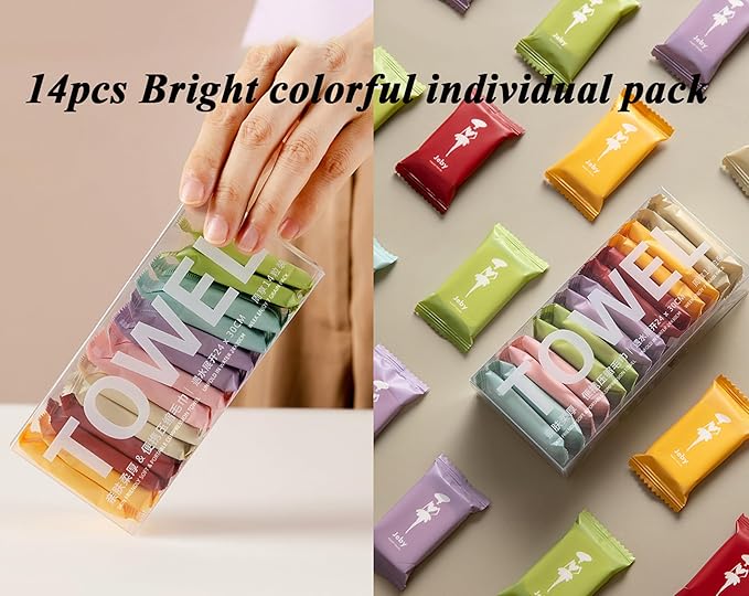 14pcs Compressed Face Towel Tablets, Hand Wipes Extra Large and Thick Portable Compact Disposable Cotton Travel Towel Tissues Handy for Outdoor Hiking Camping Traveling, Home Wipes