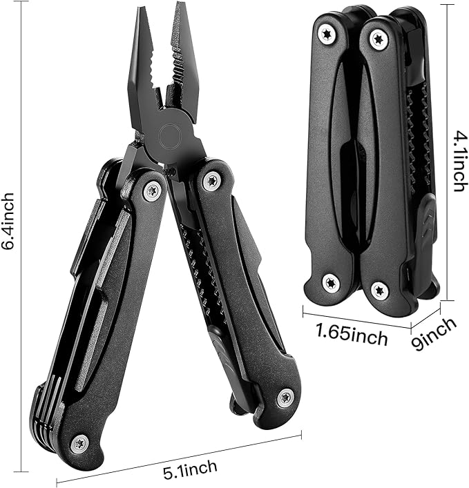 14 IN 1 Multitool Pliers, Multitool with Pocket Clip, Portable Multi Tool, Pocket Knife Camping Multitool, Needle Nose Plierswith Replaceable Wire Cutters Screwdrivers Saw Gifts for Men, Dad, Husband