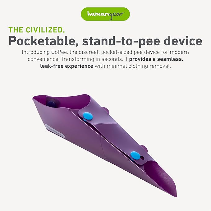 humangear GoPee Female Urination Device, Folds Transforms Instantly to Flat Pocketable Stand to Pee, Pee Easily Fully Clothed, Comfortable, Ultra-Compact, Reusable, Travel Outdoors, Includes Case