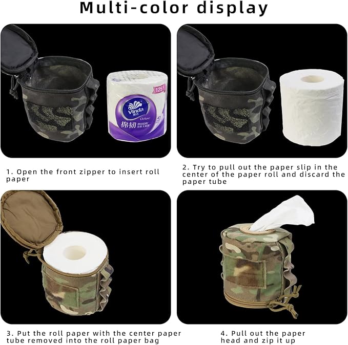 Tactical Toilet Paper Holder Waterproof and Wear-Resistant,Toilet Paper Holder for Outdoor Use, Camping,picnics (camo)