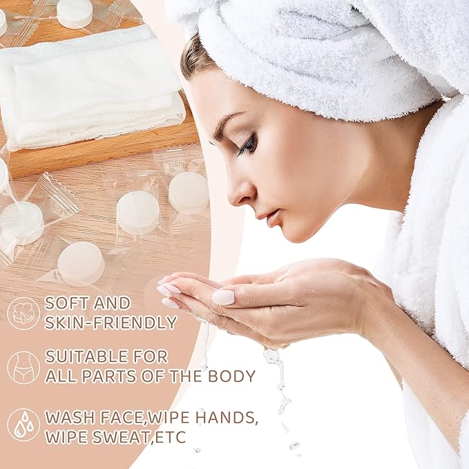 1500 Pcs Mini Compressed Portable Towel Disposable Coin Tissues Bulk Cotton Tissues Camping Wipes Toilet Paper Tablets Facial Washcloth Dehydrated Expandable for Beauty and Outdoor