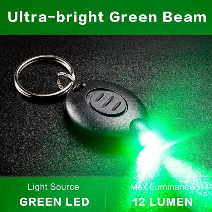 16 Pack Ultra Bright Green Light Keychain Flashlight, Mini Green LED Keychain Flashlight, Green Keychain Flashlight for Night Observation
