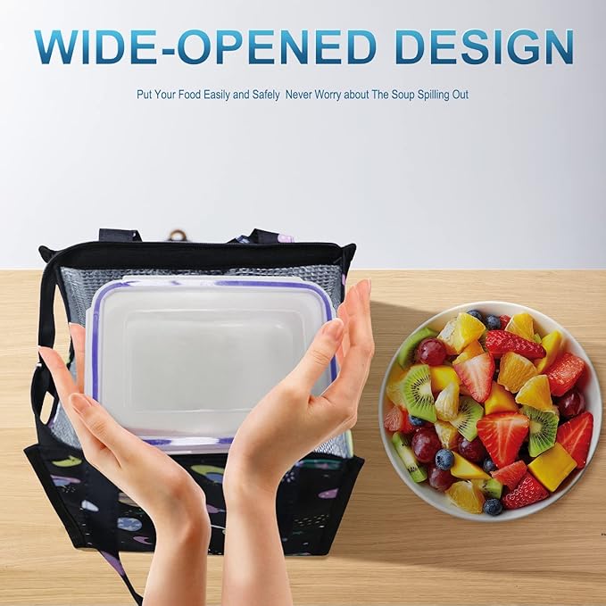 iknoe Lunch Bag Insulated Lunch Bags for Women & Men, 9L Reusable Lunch Tote, Portable Adult Thermal Large Lunch Cooler for Work Picnic Beach (Space Planet)