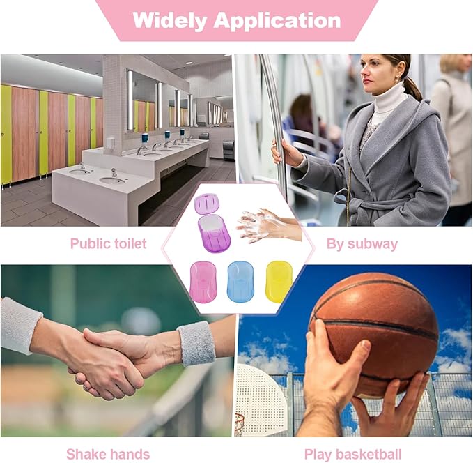 4PCS Disposable Hand Washing Paper Soap Sheets, Mini Portable Cleaning Paper Soap Tablet, Suitable for Travelling Outdoor Camping Carrying(80 Sheets)