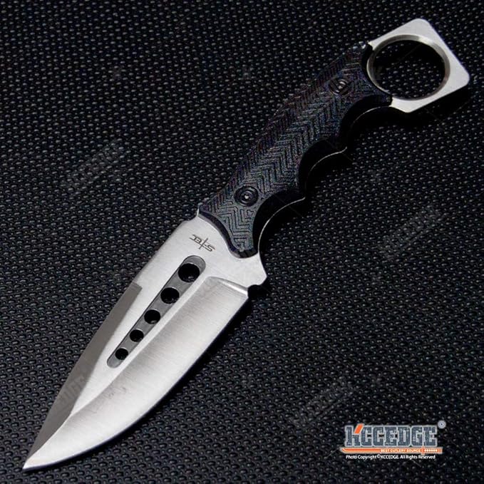 KCCEDGE BEST CUTLERY SOURCE Tactical Knife Hunting Knife Survival Knife Fixed Blade Knife Razor Sharp Edge Camping Accessories Camping Gear Survival Kit Survival Gear Tactical Gear 76162 (Silver)