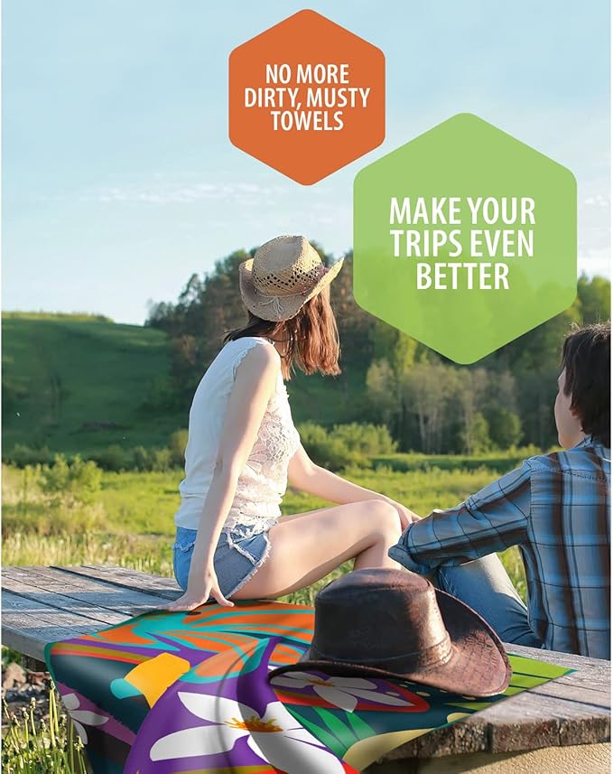 VENTURE 4TH Microfiber Beach Towel: Quick-Dry, Compact, Sand-Free, Absorbent, Sandproof and Lightweight - Perfect for Camping, Beach, and Roadtrips (Rainforest Cockatoo Design | 35x78 inches)
