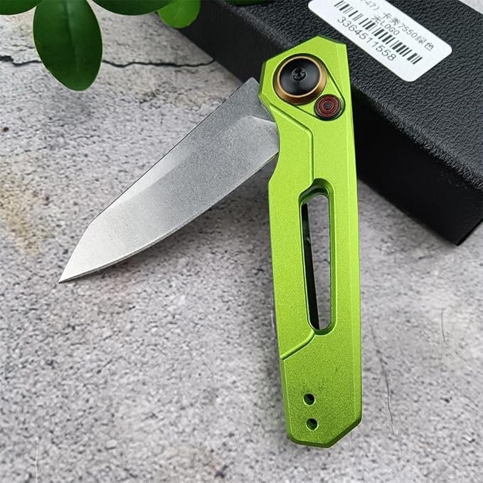 6.7in EDC Pocket Folding Knife, Assisted Button lock knife Knife for Men, 8Cr13Mov Blade, Aviation Aluminum Green Handle with Belt Clip, Portable for Camping Survival
