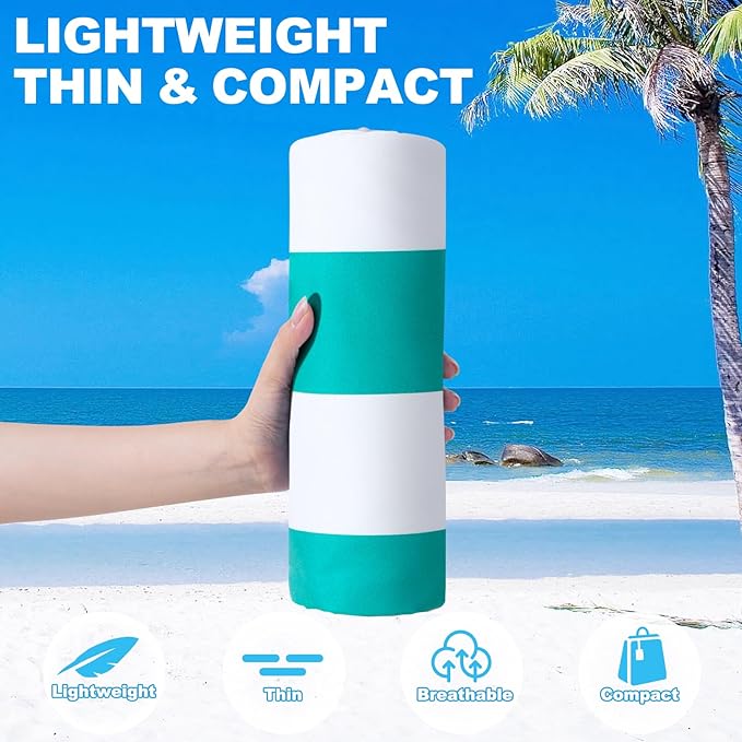 2 Packs Microfiber Oversized Lightweight Thin Beach Towel Sandproof Compact Quick Dry Clearance Towels Extra Large Sand Free Pool Travel Beach Essentials Accessories Women Adult Gift Blue Green