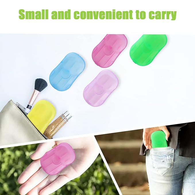 Pack of 12 Sets Travel Camping Hiking Washing Hand Bath Toiletry Sheets Paper Soap Slide Foaming Box (Color May Vary)