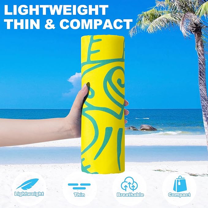 2 Packs Microfiber Oversized Lightweight Thin Beach Towel Compact Sandproof Quick Dry Clearance Towels Extra Large Sand Free Pool Travel Essentials Accessories Women Men Adults Gifts Seahorse Flamingo