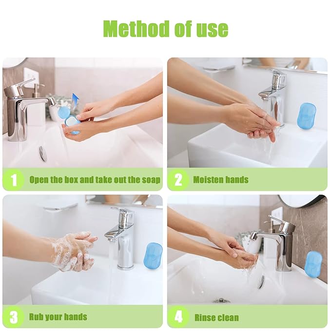 Pack of 12 Sets Travel Camping Hiking Washing Hand Bath Toiletry Sheets Paper Soap Slide Foaming Box (Color May Vary)