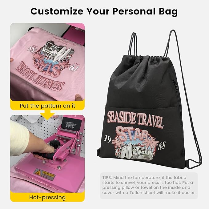 Vorspack Drawstring Backpack Water Resistant String Bag Sports Sackpack Gym Sack with Side Pocket for Men Women