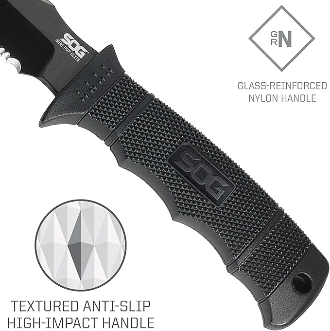 SOG Seal Pup Elite Tactical Fixed Blade- Survival and Hunting Knife with Sheath, 4.75 Inch Combat Knife Blade (E37T-K)