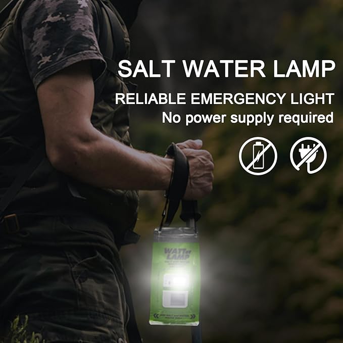 4 Pack Emergency Lamp Watter Salt Light, No Battery Required Portable Lantern, Camping Essentials Survival Gear Outdoor Lamp for Power Outages Outdoor Activities Night Fishing Camping Hiking