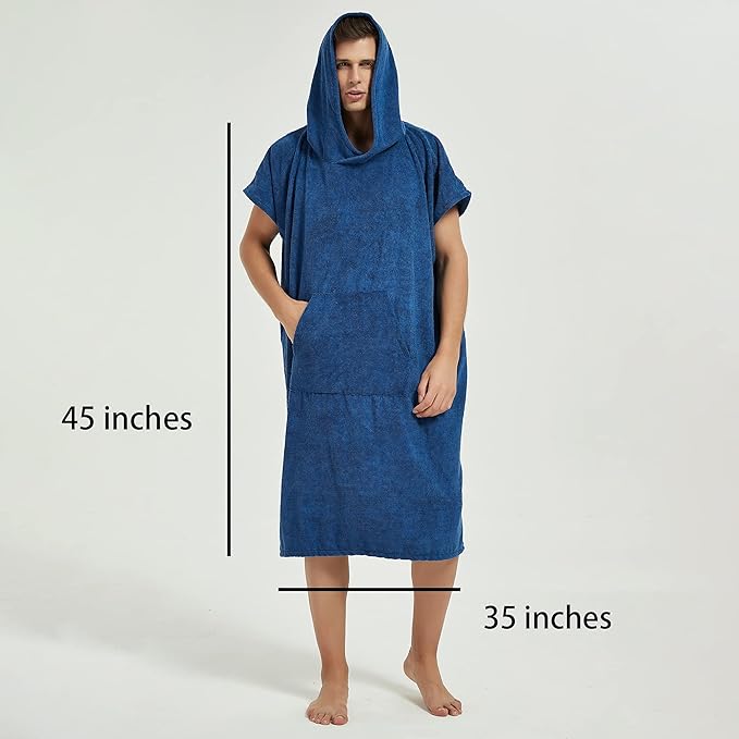 III HHONS Beach Towel Hoodie Poncho Robe Towels Navy Hooded Swim Cover Surf Accessories Surf Clothes for Men/Women
