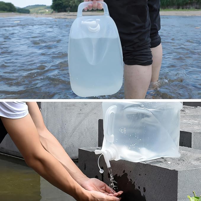 2 Pack Collapsible Water Storage Containers, 2×5.3 Gallon BPA Free Water Bag Jug with Spigot for Camping Hiking Backpacking Outdoors & Emergency