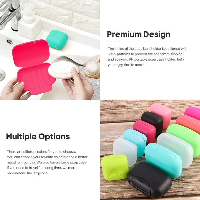 2 Pcs Plastic Soap Case Holder Container Box Home Outdoor Hiking Camping Travel Rose