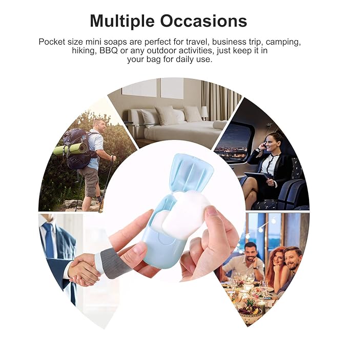 Portable Disposable Soap Sheets, Mini Portable Hand Washing Travel Hiking Washing Hand Bath Toiletry Paper Soap Sheets Bathing Soap (3 Boxes)