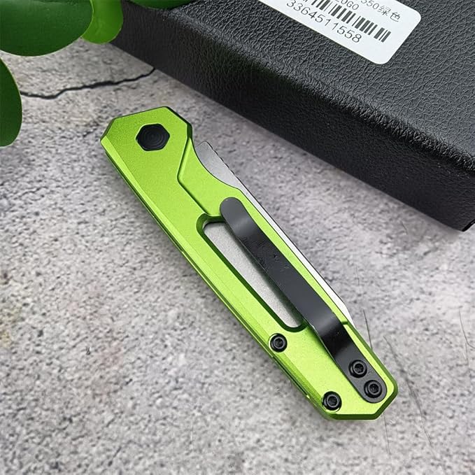 6.7in EDC Pocket Folding Knife, Assisted Button lock knife Knife for Men, 8Cr13Mov Blade, Aviation Aluminum Green Handle with Belt Clip, Portable for Camping Survival