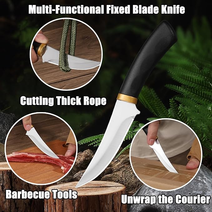 6.69'' Camping Knife Knife with Sheath,Stainless Steels Fixed Blade Knives for Men,Cool Pocket Knife Gifts for Men Women