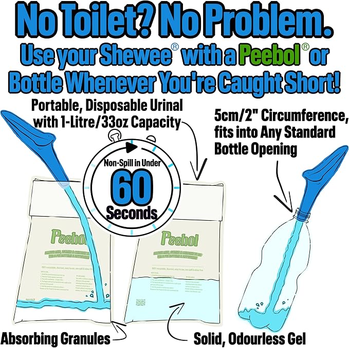 SHEWEE Flexi – The Original Female Urinal – Made in The UK – Reusable, Flexible & Portable Urination Device. Festival, Camping, Car, Hiking Essentials for Women. Stand to Pee Funnel W/Extension Pipe