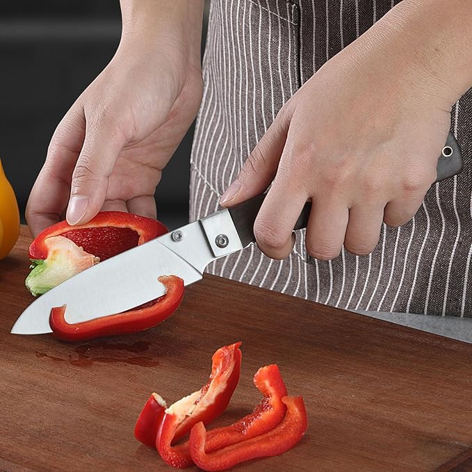 4.5" Folding Kitchen Knife Ultra Sharp 440A Stainless Steel blade Peeling Utility Knife Natural Olive Handle Portable Fruit knife for BBQ trip Outdoor Camping.