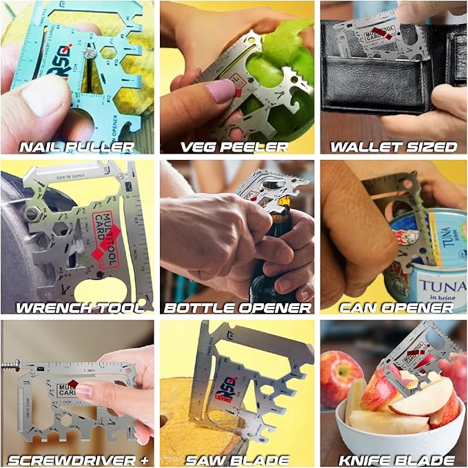 37-in-1 Credit Card Tool Black & Silver Sets Men's Gifts (2 Sets in 1 Pack). Wallet Multitool Card Tool Gift. Wallet Multitool Card Tool Gifts for Dad. Best Gifts for Men Who Have Everything