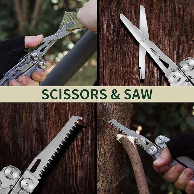 17-In-1 Multitool, Gifts for Men Dad Him Multi Tool Pliers, EDC Multi-Tool Kits, Stocking Stuffers Pocket Knife Gadgets for Camping Hiking Surviving Fishing Hunting