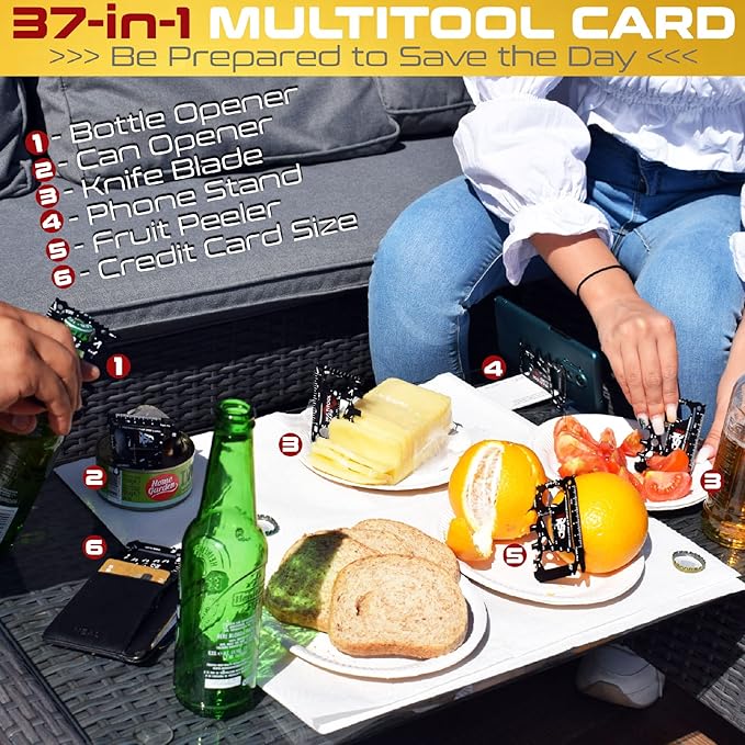 37-in-1 Credit Card Tool Black & Silver Sets Men's Gifts (2 Sets in 1 Pack). Wallet Multitool Card Tool Gift. Wallet Multitool Card Tool Gifts for Dad. Best Gifts for Men Who Have Everything