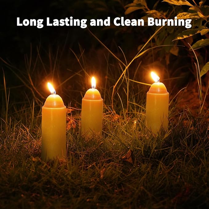 15-Hour Natural Beeswax Candles Compatible with Candle Lanterns - Smokeless Clean Long Lasting Burning for Outdoor, Camping, Emergency, Survival Emergency Preparedness- 10Pack