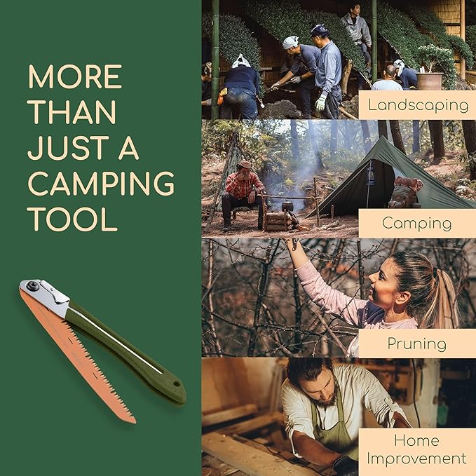 2 Pack Folding Saw | Folding Hand Saw for Cutting Branches, 11.4", a Camping Saw Made with SK5 Steel, Survival Saw with a Secured Design, Folding Camp Saw