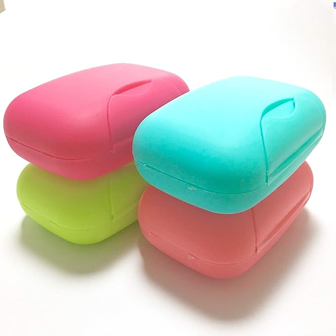 4 Pcs Plastic Soap Case Holder Container Box Home Outdoor Hiking Camping Travel Assortment Colors