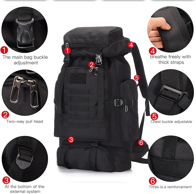 100L Hiking Camping Backpack Tactical Backpack for Men and Women Large Survival Hunting Waterproof Backpack Molle Rucksack Military Camping Backpacking Daypack Army Green