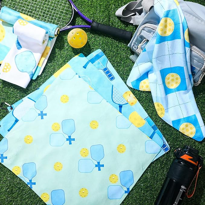 6 Pcs Dinkball Towels for Women Men Tennis Towel in Fashionable Prints 17 x 15 Inches Towel with Clip Dinkball Lover Gift Accessories