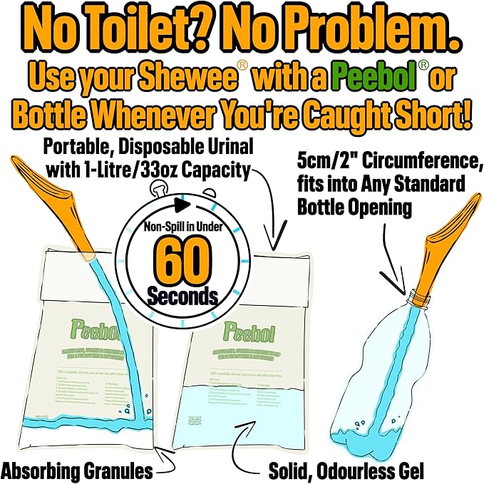 SHEWEE Extreme Female Urinal – UK Made Reusable Pee Funnel, Travel Essential Camping Accessories Festival Essential, Stand to Pee Female Urination Device