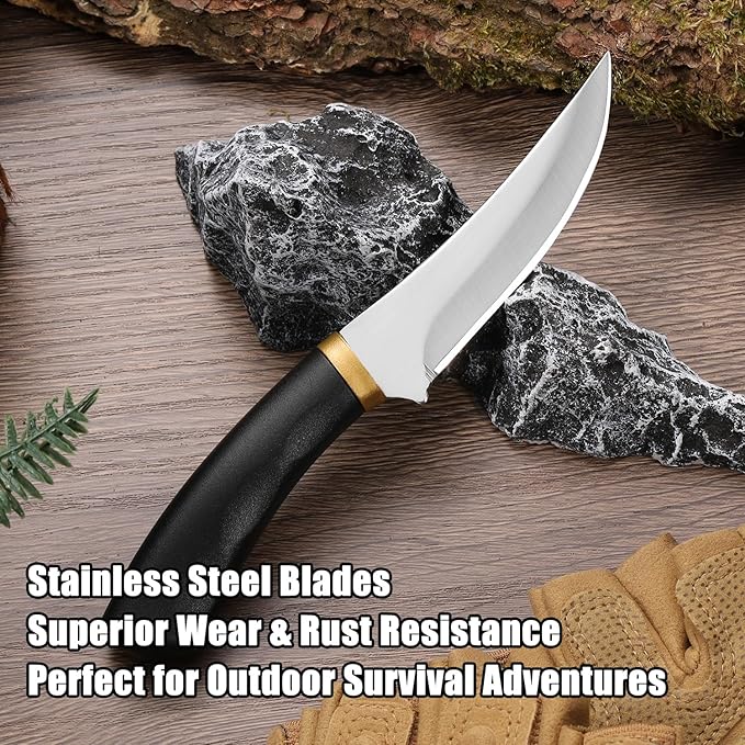 6.69'' Camping Knife Knife with Sheath,Stainless Steels Fixed Blade Knives for Men,Cool Pocket Knife Gifts for Men Women