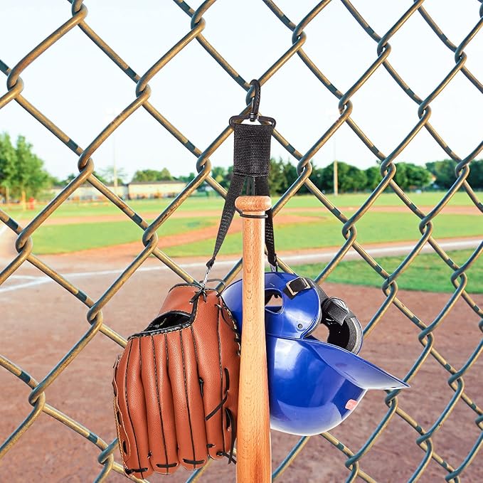 Deekin 2 Pcs Baseball Softball Gear Hanger 3 in 1 Dugout Organizer Baseball Bat Holder with Glove Clip and Helmet Hook for Softball Fence Bag Water Bottle Hiking Camping