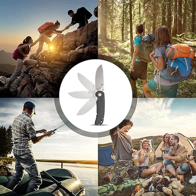 Sitivien ST106 Folding Knife, D2 Blade and Micarta Handle Flipper Pocket Knife, EDC Tool Knife for Outdoor Camping Hiking Survival(Black)