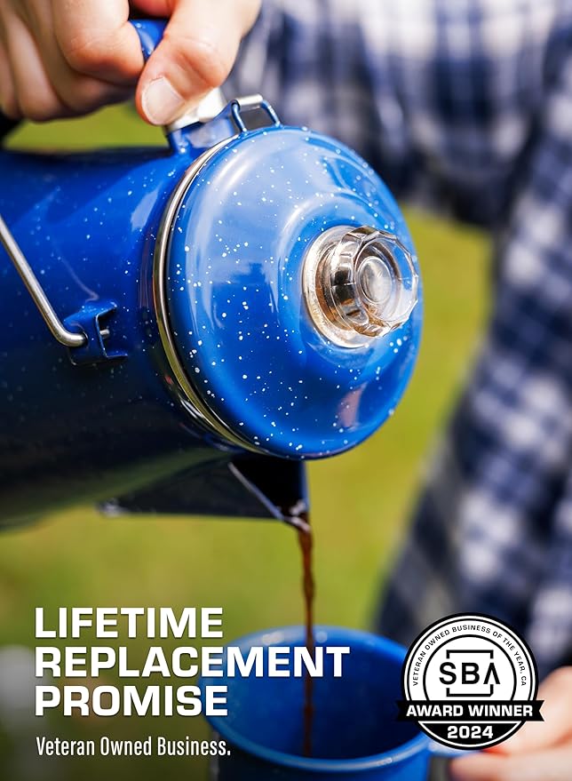 COLETTI Classic Percolator Coffee Pot — Camping Coffee Percolator, Campfire Coffee Pot – Camping Percolator for Groups — Brew for the Whole Campsite (Blue, 18 Cup)