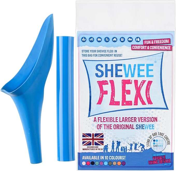 SHEWEE Flexi – The Original Female Urinal – Made in The UK – Reusable, Flexible & Portable Urination Device. Festival, Camping, Car, Hiking Essentials for Women. Stand to Pee Funnel W/Extension Pipe