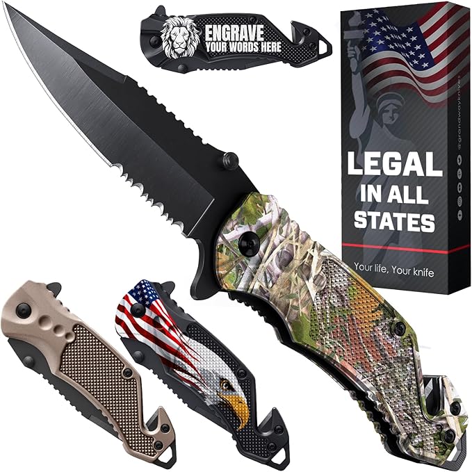 2.95” Legal Pocket Knife - Camo Folding Knife - Military Style - Small Sharp Tactical Knives - Best for Hunting Work Outdoor Activities - Mens Gift Stocking Stuffers for Men and Women 6680 C