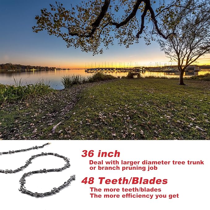 36 Inches handsaw, 48 Cutting Teeth/Blades(24 Double-side/Bi-Directional),With Carry Pouch and High Reach Tree Limb Hand Rope,For Outdoor Surviving,Camping,Hunting,Tree Branch Cutting