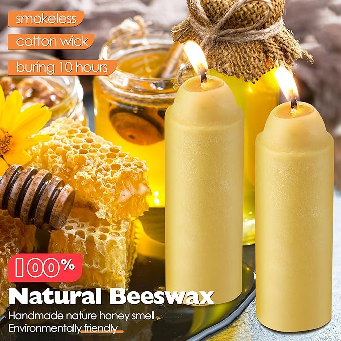 15 Pcs 15H Natural Beeswax Candles for Candle Lanterns, Emergency Candle for Outdoor Survival, Smokeless Long Lasting Candles for Emergency, Survival, Home Power Outages