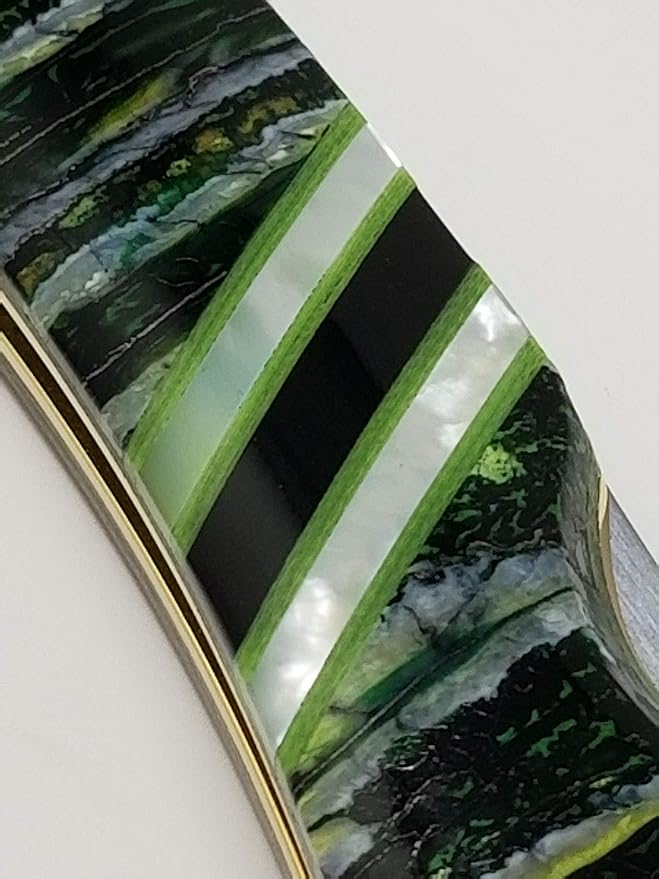 3" Custom Handmade Green G10 and Fossilized Stone Handle on Demascus lockback